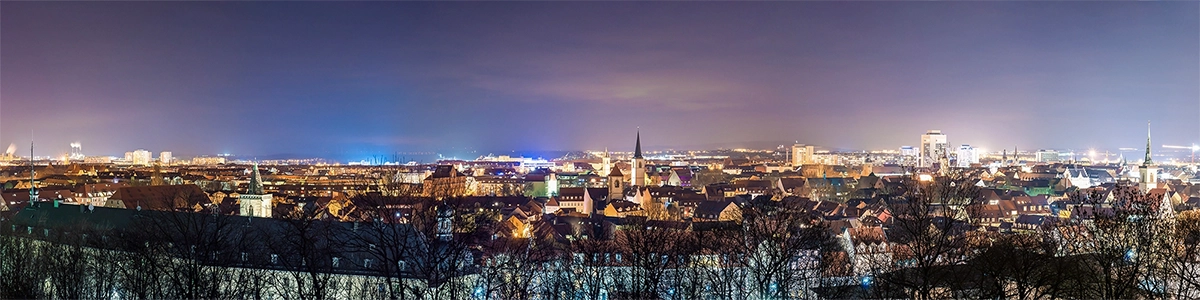 Erfurt bei Nacht auf dem Petersberg