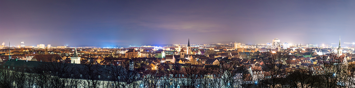 Landschaftsaufnahme, Erfurt vom Petersberg, Panoramaaufnahme